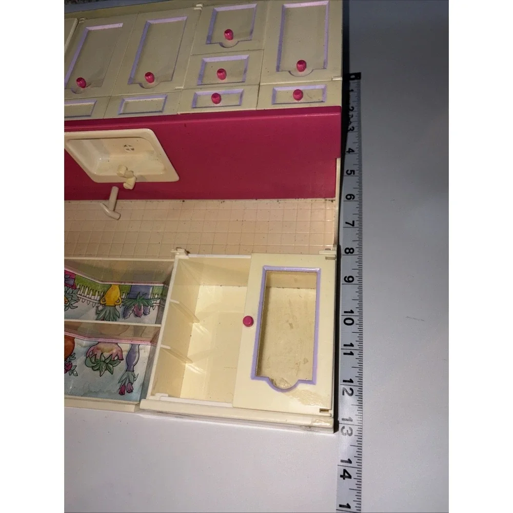 Vintage 1996 Tyco Kitchen Littles Deluxe Kitchen Center with Some Food
